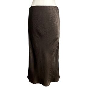 Bobeau Office Sirin Slick Mermaid Tulip Midi Skirt Low Waisted Grunge Metallic